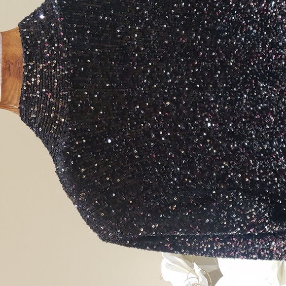 Nwt Cable & gauge sequin cover top 1X black silver - Picture 9 of 10